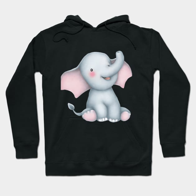 Cute Baby Elepahant Hoodie by Zenflow